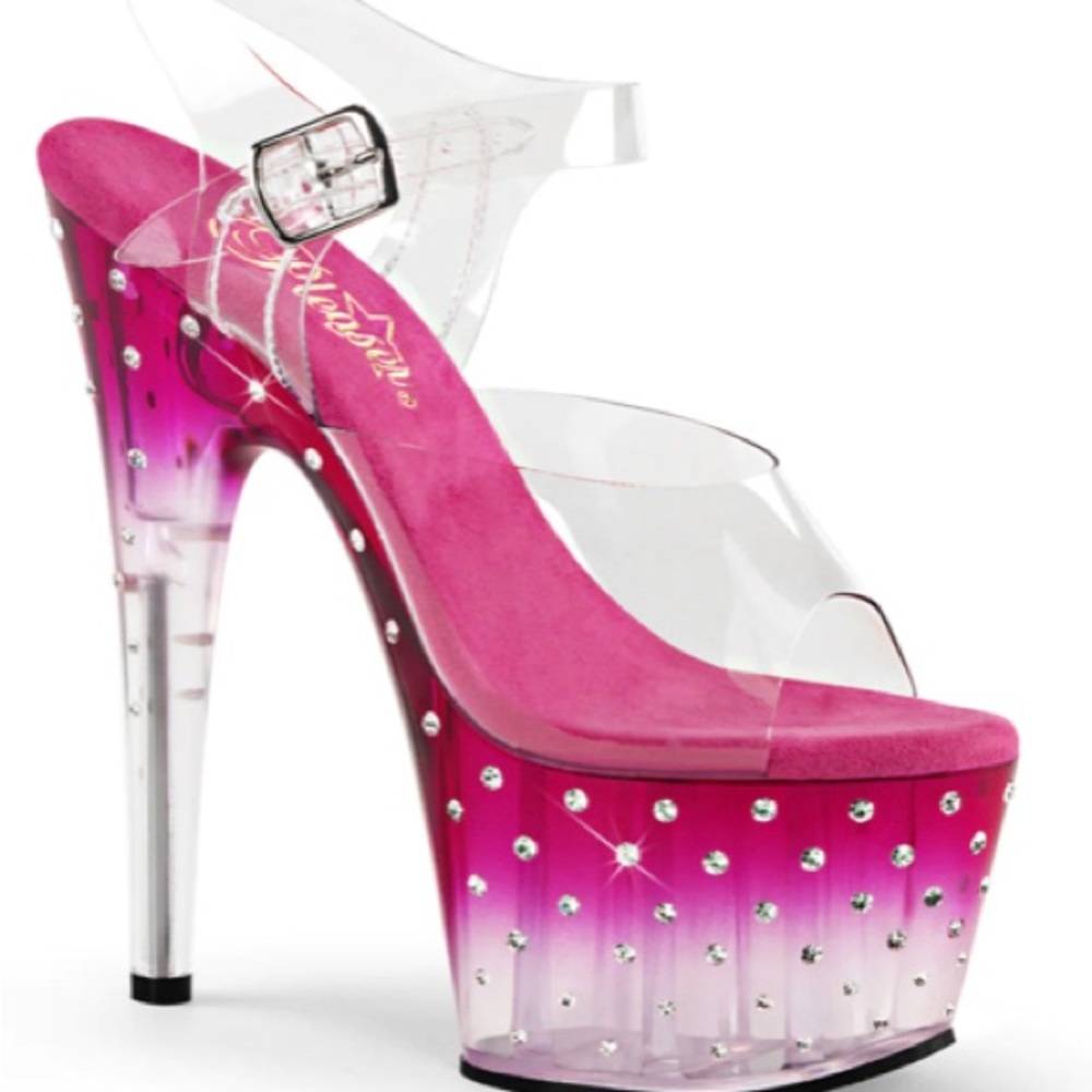 Sz 10 Pleaser stiletto sandal. Gorgeous purple ombré color with intact stones.